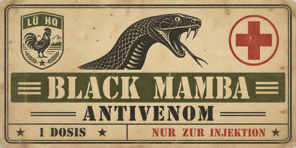 Etikett des Black-Mamba-Antivenoms