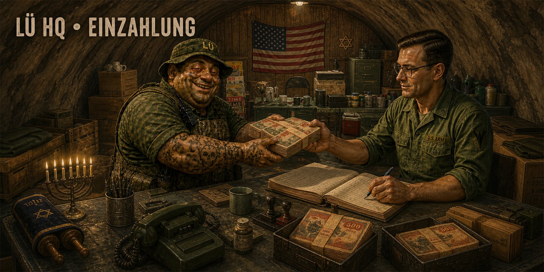 Einzahlung von Dong beim Zahlmeister